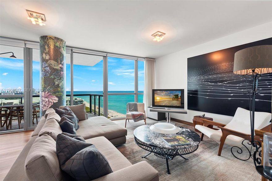 A designer home located on a high floor at the prestigious Setai Miami Beach showcasing endless breathtaking ocean views and the vibrant beaches of Miami Beach. Enjoy world-class 5 star resort amenities, including 24-hour room service, three exceptional restaurants, pool and beachside services. An extraordinary opportunity to own at this quintessential Miami Beach address. Easy to show, never been rented and easy to rent.