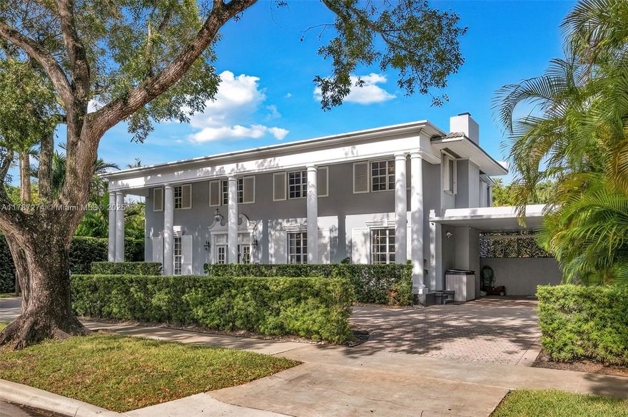 Elegant home on Grand Concourse in Miami Shores.  Walkable to downtown Miami Shores, the library, cafes, shops, and restaurants & 5 minutes to Miami Country Day School, and 6 minutes to JLA.  2 Story, 6 bedrooms plus office.  5.5 baths.  If you have a live-in nanny, this home provides a perfect nanny's quarters or in-laws/guest area.  Huge formal entry foyer with an open circular staircase.  Formal living room with fireplace, huge dining room & big family room open to the kitchen.  White kitchen with large island, perfect for cooking & entertaining.  Big playroom for the kids adjacent to the nanny's quarters.  More than 16,000 sq ft lot with pool, garden area, play area, and covered patio.  Newer roof, newer central A/C, plumbing and electricity are updated.  Move-in condition.