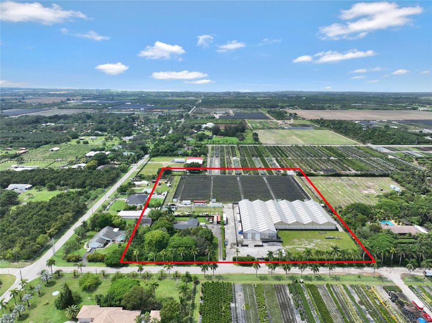 This portfolio consists of two separate folios: a nursery facility and a single-family home used as an office. This 6.10-acre nursery is a full-service cannabis cultivation facility and single-family located in the fertile Redlands of Homestead, FL. With a 43,000 s/f state-of-the-art "Cravo" Greenhouse and an additional indoor covered area. This turnkey facility offers the ability to operate either a newly approved or an existing medical marihuana treatment center. Part of the inventory includes all structures and selected equipment directly related to the growing operations (trays, tables, lighting, irrigation, tractor equipment, etc.). MMTC license is not included. Available for lease to MMTC license holders for a gross rental amount of $60K p/month.