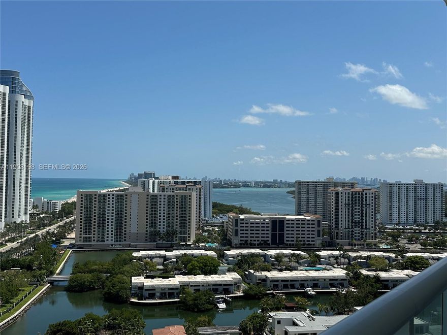 REDUCED! This 2 bedroom / 2 bath plus den is facing the Ocean! You have impeccable ocean, intracoastal, coast line and Downtown Miami views from this high floor East facing unit, and access to the expansive balcony from every room. The 23rd floor also boasts 1 ft higher ceilings then the lower floors giving you over 9 ft height and an oversized balcony (extra 200 sq feet!) compared to lower floors. Moreover, this unit is being sold with 2 Assigned parking spots, included in the price! The amenities  of this private island offer a private beach club across the street, tennis court, squash court, racquetball court, full service spa, beauty salon, gym overlooking the ocean, and aerobics room with a ton of classes per day. Also enjoy has oceanfront dining room and indoor/outdoor cafe on the beach. This us truly Resort style living!