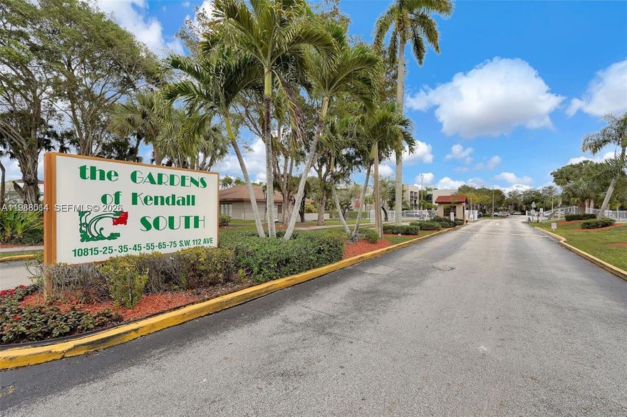 * * *   GARDENS OF KENDAL SOUTH CONDO BUILDING 6  -  PRISTINE AND VERY NICE IN MOVE-IN CONDITION / REMODELED/CLEAN IN A GATED COMMUNITY - FEW STEPS TO MIAMI DADE COMMUNITY COLLEGE SOUTH CAMPUS - 1 BED / 1.5 BATHS - TILES THROUGHOUT - WASHER/DRYER OUTSIDE - TWO POOLS - CLUBHOUSE, BILLIARD ROOM & SAUNA - SECURITY ON PREMISES - WALKING DISTANCE TO PUBLIC TRANSPORTATION'S & SUPERMARKETS - NEAR 878 EXPRESSWAYS  * *  EASY TO SHOW  -  OK  PETS!  -  SELLER WILL PAID THE CURRENT SPECAIL ASSESSMENT AT TIME OF CLOSING!
