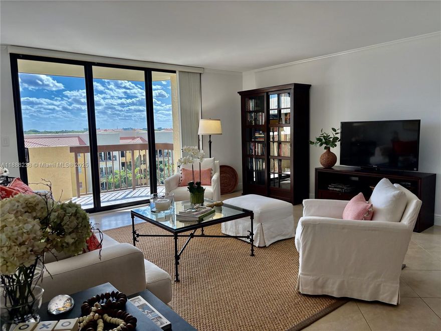 Immaculate & Spacious 2 bed/2.5 bath unit in coveted Biltmore II on 7th floor with stunning views into the green canopy towards the Biltmore hotel! Move-in ready, South-facing with balcony views. Spacious living area with floor-to-ceiling windows, freshly painted, tiled throughout. Large Primary bedroom with ensuite bath, Jacuzzi, shower, walk-in closet. 2nd bedroom with ensuite bath & closet. Kitchen: granite countertop, Bosch dishwasher, Kenmore side-by-side refrigerator, LG microwave, Kenmore electric range, in-unit Bosch washer/dryer. New impact glass windows/doors, Hunter Douglas & blackout shades. A/C. Hot Water Tank. 2 reserved parking spaces. Biltmore II is a full-service bldg. with 24h concierge/ security, heated pool, gym, social room, bike room. All special assessments paid.