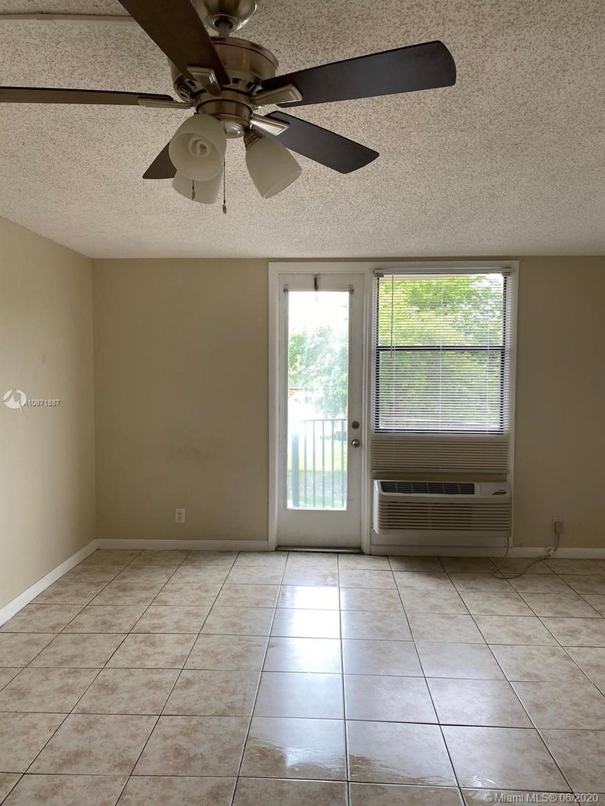 Just painted STUDIO, Well maintained, Kitchen breakfast bar style, Ceramic tile throughout. Security entrance door.
 Community pool. Washer/dryer facilities on 2nd floor. Application fee ($100) to Condo management for background check and screening required. Rent includes water, sewer, garbage. Year Built: 1984