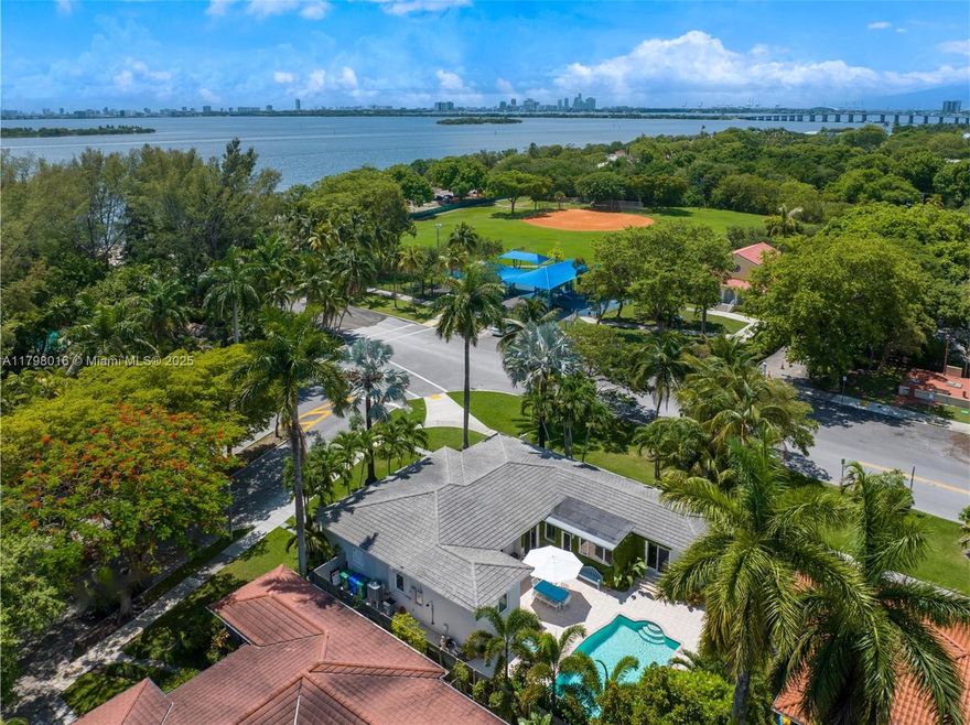 Feel the Bay Breezes! Renovated residence in guard-gated Morningside, directly across from the 40+ acre waterfront park. Set on a 10,365 SF corner lot, this completely fenced home offers a bright, gourmet kitchen with top-of-the-line Subzero and Bosch appliances and a wine fridge, gleaming porcelain floors, impact windows, and a separate laundry room with sink. Easy living all on one floor! Surrounded by lush landscaping, the private backyard features a sparkling pool and multiple areas for entertaining. 1-car garage. Located across from Morningside Park with tennis courts, walking trails, kayak rentals, and bayfront views—just moments from beaches, Miami’s Design District, Midtown, and top schools: Cushman School, Miami Country Day, and JLA. NO HOA!
