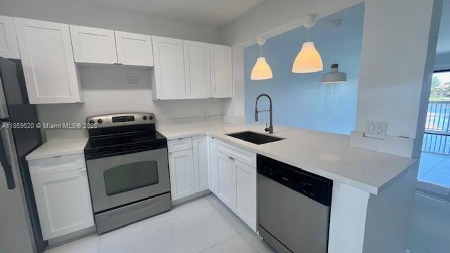Beautiful apartment all renovated open kitchen with counter top Quartz, porcelain floors throughout the unit .Quiet community .Expectacular  & relaxing view Washer & dryer inside the unit, easy to show.