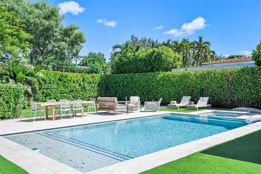 Comfort and style awaits as you step into this stunning 3045 SF (Actual) fully gated home located in a quiet street of Schenley Park, steps away from Coral Gables, few minutes away from the Biltmore Hotel Tennis & Golf Resort, Miracle Mile shops & restaurants and Granada Golf course. The home has an open floor plan, filled with natural light, a spacious backyard equipped with two beautiful veggie gardens, papaya and banana trees!The front yard has a 28ft long heated pool, jacuzzi, IR Sauna, outdoor shower, covered bbq kitchen, dining area, basketball hoop and a mini golf area.The home offers style and practicality, it has a well equipped kitchen with a big marble island, a comfortable living room area,  a kids/TV lounge, an office/library area. Each of the 4 BR have their own bathroom..