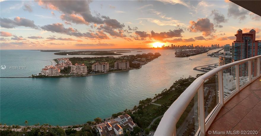 PRICE REDUCTION FOR IMMEDIATE SALE! Motivated Seller. Unparalleled East, South and West views of the Atlantic Ocean and beaches, Fisher Island/Key Biscayne and Downtown Miami Skyline from this rarely available South/Southwest corner unit boasting 10 foot floor-to-ceiling glass walls. Two private elevators open to spacious foyer. Large open floor plan with breathtaking views from every room.  Well-executed split floor plan provides each room with it's own privacy. Continuum offers a resort lifestyle unlike any other property set on a meticulously landscaped 12 acres and 1,000+ feet of oceanfront luxury with complete beach service and highly-acclaimed restaurant poolside.  Two lagoon style pools, lap pool, three clay tennis courts and a 20,000+ sq.ft. state of the art fitness center and spa.