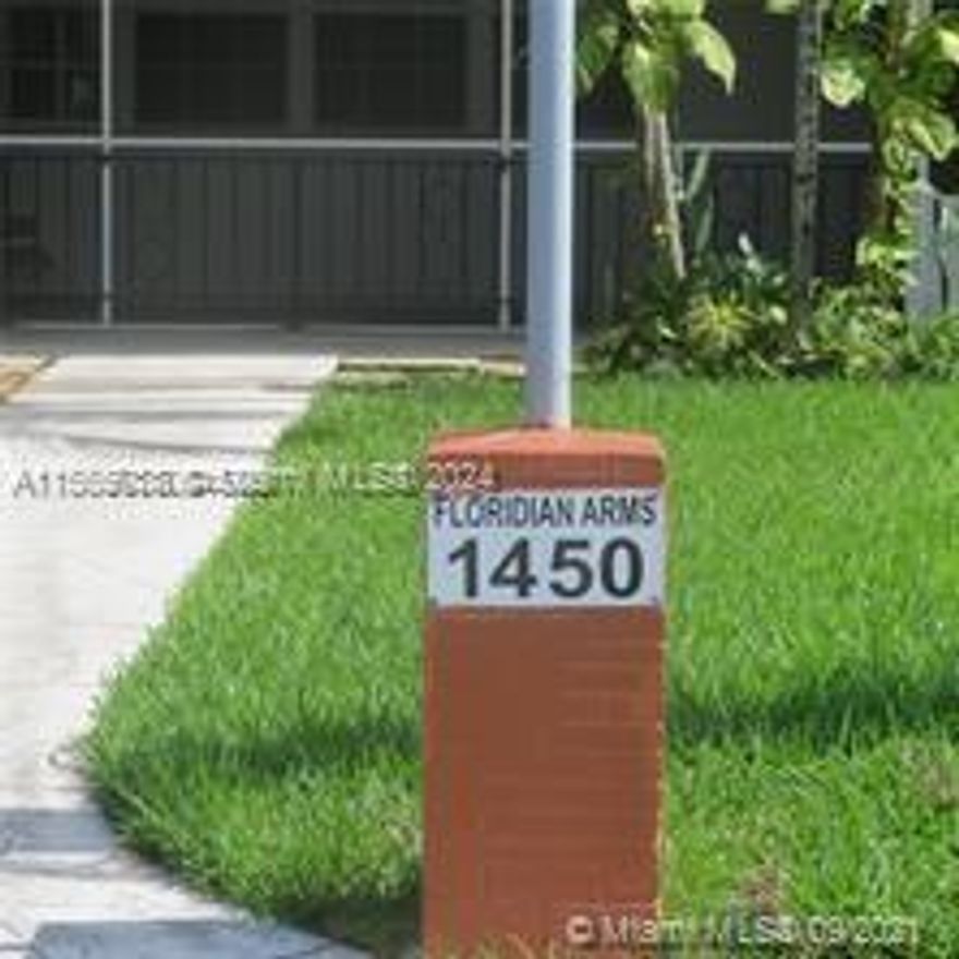 Great Opportunity. Two bedroom apartment with Den / Office-Space and a large screened balcony on the first floor. Among the biggest unit in the building. Very clean and easy access from the parking lot. The building has an outdoor pool open from sunrise to sunset, garden and outdoor area, laundry room on each floor. Just across the building there is a walking public park/canal very convenient for recreation. Excellent location to access major highways and public transportation. Walking distance to Walmart, Shops, Restaurants and gyms. 10 minutes away from Aventura Mall and just a few minutes from the new Pubilx Plaza in 163rd Street. As today, the owner will pay for the current roof assessment(7K) before new owner take over. Owner occupied most of the units. NO RESERVES. Monthly HOA $407.