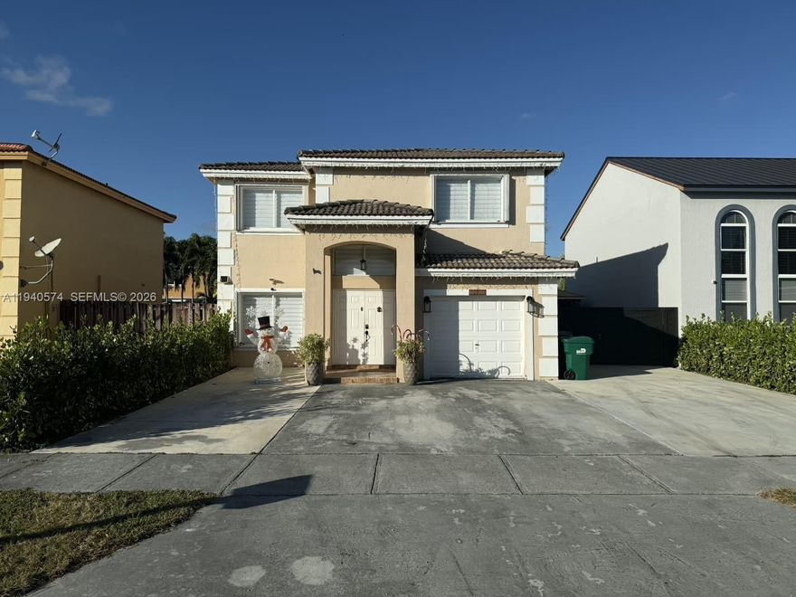 Welcome to this beautifully maintained two-story single-family residence, located in a peaceful community. This move-in-ready home offers 3 bedrooms, 3 fully remodeled bathrooms, and a 1-car garage, combining comfort and functionality. The first floor features tile flooring throughout and a modern kitchen equipped with stainless steel appliances and granite countertops. A desirable layout includes one bedroom and a full bathroom on the ground floor, ideal for guests or multi-generational living. The home boasts high ceilings, a bright and open living area, and a formal dining space perfect for everyday living and entertaining. The second floor offers durable luxury vinyl plank (LVP) flooring throughout the bedrooms, enhancing both style and durability.
Step outside to an exceptional outdoor entertainment area, featuring a fully designed outdoor kitchen and three gazebos, creating multiple covered spaces ideal for hosting gatherings and enjoying Florida outdoor living year-round. Conveniently located with easy access to the Florida Turnpike, shopping centers, and supermarkets. With its functional layout, upgraded features, and prime location, this home presents a wonderful opportunity. Schedule your private showing today
