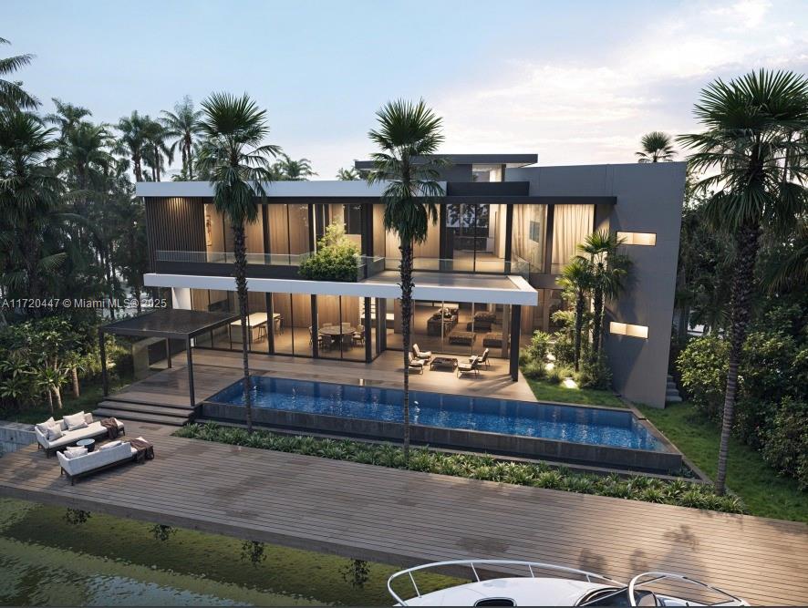 "Once-in-a-lifetime opportunity to build your dream home in the heart of Eastern Shores, an exclusive gated community. With 95 feet of seawall and direct boat access, this rare waterfront property offers the ultimate lifestyle, ideally located near Golden Beach, Sunny Isles, Aventura, and Bal Harbour. The proposed 5,100 sq. ft. modern home, designed by Praxis Architecture, features spacious living, an infinity pool, spa, and private dock. The area is set for transformation with the Uptown Harbour project, approved for 2,000 units, 375,000 sq. ft. of retail, 200,000 sq. ft. of office space, and a 250-key hotel. Price includes land and approved plans. Don’t miss out!