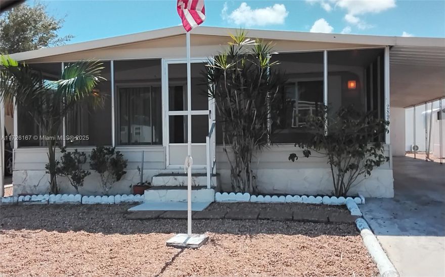 This charming 2-bedroom, 2-bath double size mobile home features beautiful wood floors, placed 4 years ago, a well-equipped vintage kitchen with a gas stove, perfect for cooking and entertaining. Double metal Roof ,Wide screened front balcony, additional storage shed. This property is Located in the resort-style Ravenswood Estates & Marinas.The property offers the comfort of land ownership in this vibrant lifestyle community with no age restrictions.
THE COMMUNITY OFFERS OLYMPIC SIZE SWIMMING POOL, SAUNA, GYM, GOLF, BOWLING ALLEY, LOTS OF ACTIVITIES AND MORE..!! NEAR SHOPPING, HARD ROCK CASINO, NEW DANIA POINTE, 4 MILES FROM THE BEACH AND GREAT RESTAURANTS...!!! VERY LOW MAINTENANCE...!!!