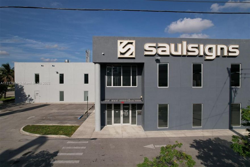 Excellent opportunity to own a freestanding 10,136 SF Warehouse/Office building situated on a 22,500 SF corner lot. The property features a private one-of-a-kind 10’X20’ digital billboard with direct exposure to Palmetto Expressway (SR826) along with 5,916 SF of fully airconditioned warehouse space, 4,220 SF of offices on 2 Floors ( 2,470 SF first Floor & 1,750 SF second floor), twin T concrete roof with 22’ clear height, LED lighting throughout warehouse, 3-phase electrical power, 1 Automated Street Level Loading Door ( 12’ W x 14’ H ), 18 striped parking spaces and a +/- 4,000 SF Gated Yard.