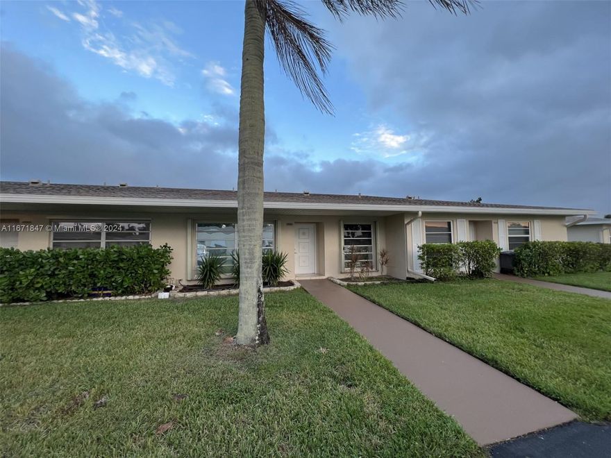 Location, location, location. 55+ Community. 2/1 VILLA.. Clubhouse, Heated Pool. Bocce, Tennis, Pickle Ball, Billiards, Included water, sewer, basic Cable, landscaping, extermination inside (by request) and out side.. Washer Dryer in unit. Unit is all updated. Shutters included. $100 Application Fee.