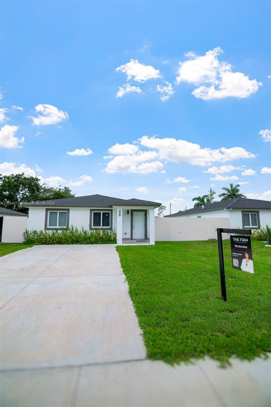 Beautiful new single-family home with 4 bedrooms and 2 bathrooms in Goulds. Spacious split floor plan with a large backyard, perfect for families. Concrete terrace in the backyard will be completed soon. Includes a large shed and space for a boat, RV, or commercial vehicles. No HOA! Don’t miss this great opportunity! Easy to show.