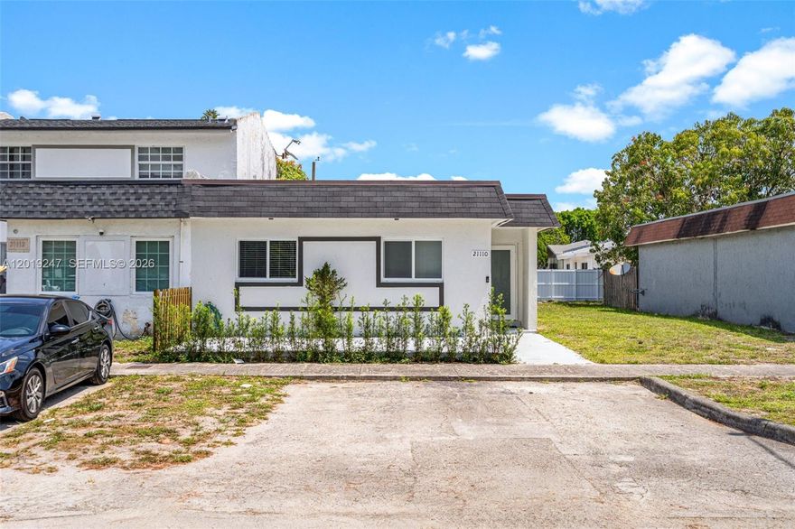 Welcome to this beautifully remodeled corner-unit townhome located in a growing Miami Gardens community! From the moment you walk in, you’ll love the bright, open layout designed for both comfort and entertaining. This 3-bedroom home features spacious living and dining areas, impact windows and doors throughout, and a new roof installed in 2021 for added peace of mind.

The updated kitchen overlooks a private backyard fully finished with turf, creating the perfect low-maintenance outdoor space to relax, entertain, or enjoy time with family and friends. The corner-unit location offers extra privacy along with ample parking for guests and family members.

Conveniently located next to a beautifully renovated park with walking trails and just minutes from the Turnpike, Hard Rock Stadium, and Calder Casino. Schedule your private showing today and come see why this could be your next perfect home!

Please schedule showings at least 24 hours in advance to be able to coordinate with the sellers. Appointments can be requested on Tuesday (11am-6pm), or Saturday and Sunday before 7pm.
Text or email the showing agents with any other questions