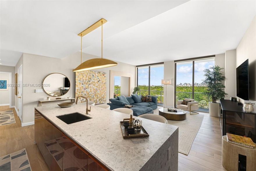 Who wouldnt want to experience luxury living at Mr. C Tigertail Residences? This beautiful 3-bedroom, 3.5-bath corner unit. Designed with an expansive, open layout, the residence is wrapped in floor-to-ceiling glass and opens to a generous balconey offering elevated views across Coconut Grove. The interiors feature an Italian Italkraft kitchen with terrazzo and quartz surfaces, premium Sub-Zero appliances, European porcelain flooring, and solid wood interior doors. Designer upgrades include full closet buildouts, new fixtures and chandeliers, and more.. The 3rd bedroom was opened up to create a beautiful dining space for entertaining. Enjoy an exceptional collection of luxury amenities designed for an elevated lifestyle. All of this is set within one of the Grove’s most sought-after full-service, five-star buildings, moments from dining, shopping, and waterfront living.