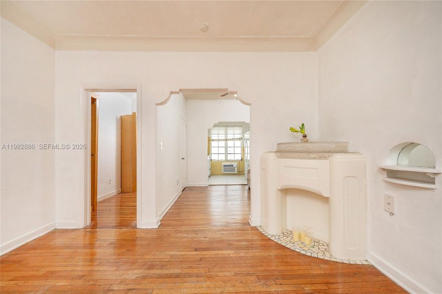 Charming studio apartment, designed by Miami architect Roy France, featuring a faux fireplace and a cozy sleeping nook/den. Just four blocks from the beach, this inviting space offers the perfect blend of tropical living and classic character. Enjoy beautiful garden views, warm wood floors, a retro-style kitchen, and a vintage bathroom that enhances the home’s unique charm. Nestled in a lush, serene setting while still close to the ocean, shops, and dining—an ideal coastal retreat. Fully furnished with washer/dryer on site.