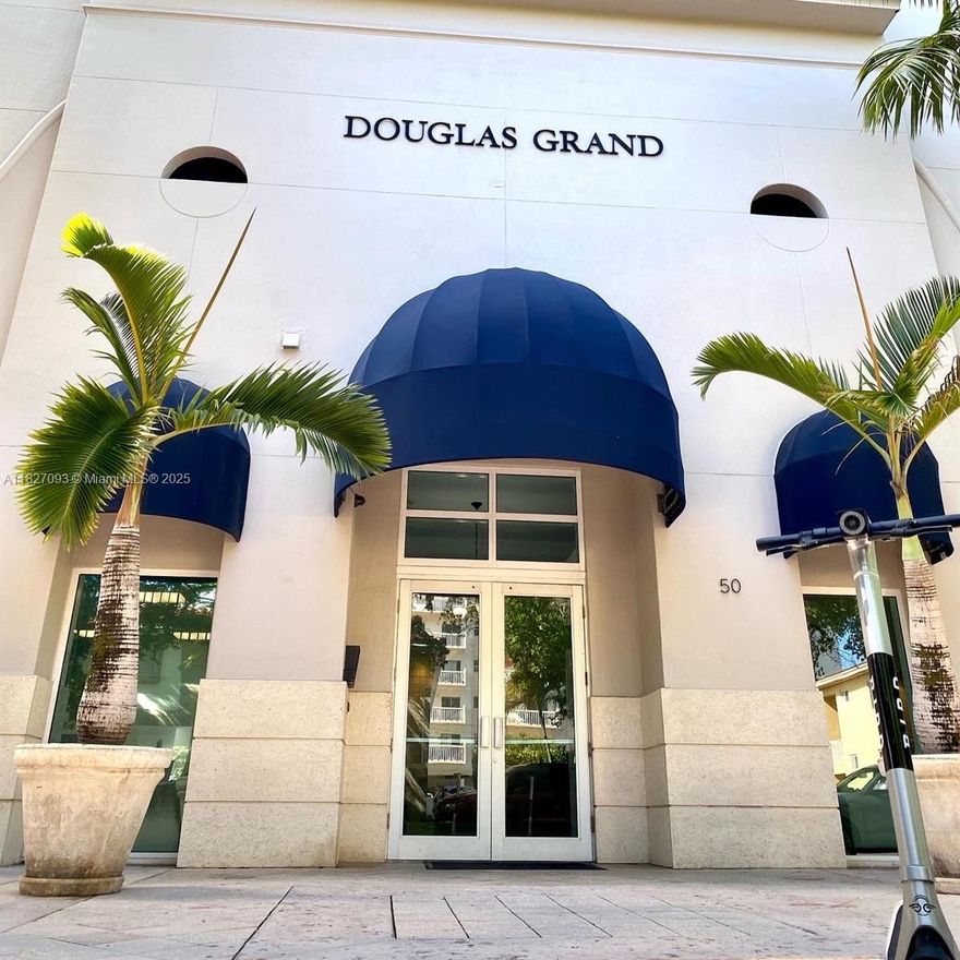Spacious 1 bedroom, 1 bath in Douglas Grand Condo conveniently located in the "City Beautiful" of Coral Gables. Bright unit with impact windows, open balcony, washer/dryer in unit and 1 parking space. Amenities include a fitness center and a large sparkling swimming pool. Secure entrance with concierge in lobby. Basic cable and internet included as part of the HOA fee. Walking distance from Publix supermarket and Phillips Park. Pet friendly building. This condo is within minutes of Downtown Coral Gables and Miracle Mile, making this a great building to live in if you work in and around Coral Gables.