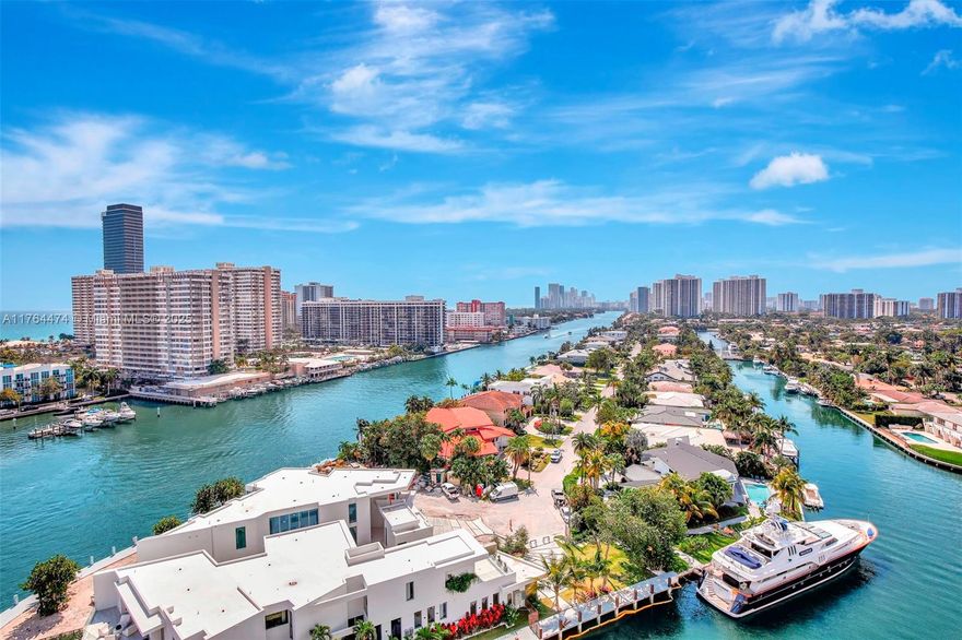 Breathtaking ocean, intracoastal and skyline views from the oversized balcony. Beautifully remodeled and impeccably maintained 2/2  features gorgeous high end kitchen and baths with stunning magazine-quality finishes. X-large master bedroom with floor to ceiling California "style" organizer. Wood-look ceramic tile, custom electric shades, impact windows and doors, upgraded electrical panel, recessed lighting, one (2nd floor)covered parking space & same floor storage locker. Building completed 50yr recertification including renovated lobby, hallways, balconies, pool area & dock. BOAT SLIPS available for rent! Well managed building has onsite management 5days/week. ONE MILE TO THE BEACH and close to everything you could want or need.