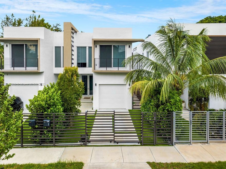 This beautiful newly built home with 4 bedrooms, 3.5 baths and 2,686 Sq. Ft. of light-filled living spaces offers a lifestyle of luxury and convenience. Floor-to-ceiling windows, high ceilings, and an elegant ambiance throughout the floor plan. The chef's kitchen with high-end appliances and an island allows a seamless transition to the backyard oasis, complete with a pool with a saline water purification system. A striking glass staircase leads to the stylish bedrooms with walk-in closets, electric shades and blackouts. Highlights include porcelain tiles, fully equipped laundry room, a covered A/C garage with an extra parking space and a non-flood zone location. Enjoy endless opportunities minutes away including shops, restaurants and excellent schools.