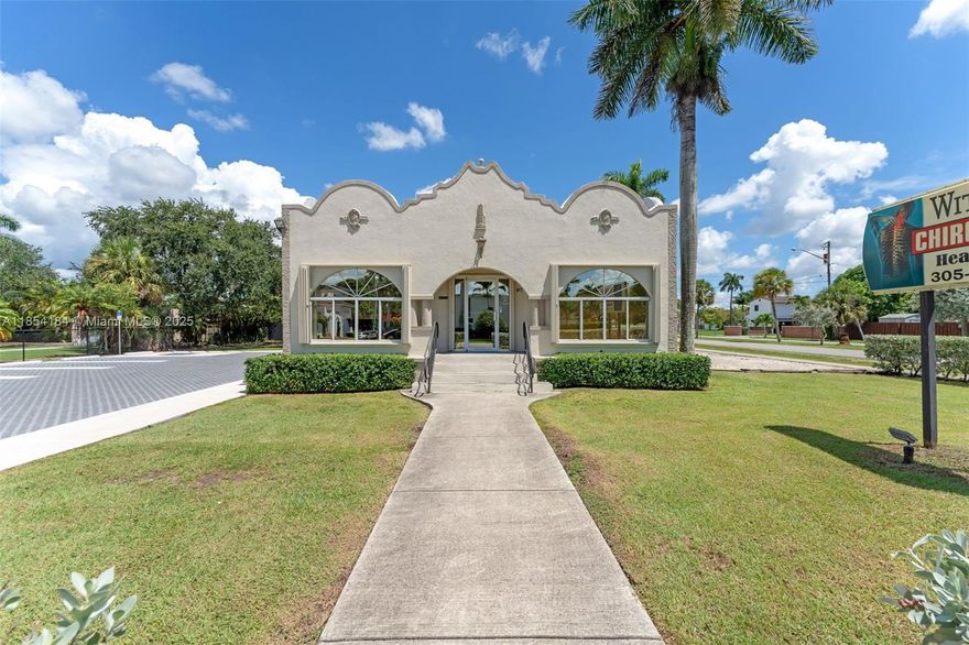 This rare opportunity to buy a historic Homestead landmark built in 1925 with Spanish Mission Revival architecture. Situated on a 16,200 SF corner lot with excellent visibility and high traffic exposure, it includes 2,769 SF of office and medical space. The building has been completely improved and renovated with upgraded electrical, plumbing, flooring, new A/C units and ductwork, remodeled bathrooms, new lighting, signage, hurricane shutters, and more. With ample parking and B-1 A zoning, it supports a range of commercial business uses. The building also has a completed recertification, offering a structurally sound, high-profile space ideal for medical, professional, or office ventures. Schedule your showing appointment today.