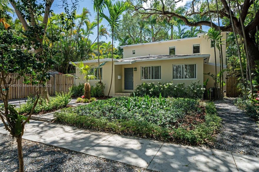 Charming two-story home nestled in the coveted North Coconut Grove neighborhood on a spacious 9,000 SF lot (per survey). This 4-bedroom, 3.5-bath residence features a bright kitchen with ample storage & a thoughtfully curated floor plan. The expansive primary suite boasts an oversized walk-in closet and features a luxurious bathroom complete with dual sinks, a rainfall shower, and a soaking tub. Out back, find a large backyard with covered entertaining space, storage shed, boat parking, & room for a pool. Perfectly positioned in close proximity to top private schools, dining, shops, parks, marinas, and more. This tropical Coconut Grove oasis will not last!