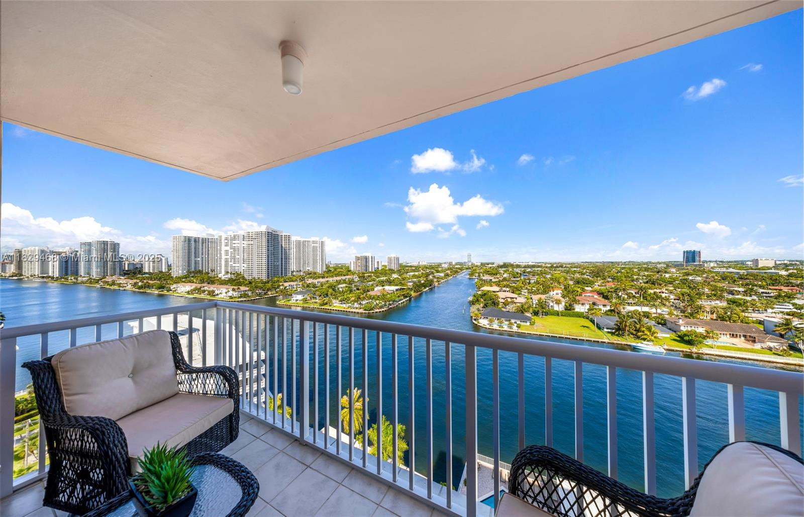 Rare opportunity to own a high-floor corner unit with stunning water views from every room. This bright 2BR/2BA offers panoramic east-to-west vistas of the Intracoastal, ocean, and Sunny Isles skyline. Enjoy the ever-changing backdrop from the living area, kitchen, and both bedrooms. Features include an eat-in kitchen with two fridges, white porcelain tile, impact windows/doors, spacious bedrooms, and generous closet space. Building amenities include a pool overlooking the Intracoastal, club room, bbq, sauna and gym. Ideally located across the street from the beach in a fast-growing Hallandale Beach neighborhood near dining, parks, and shopping. Perfect as a full-time residence or vacation retreat.