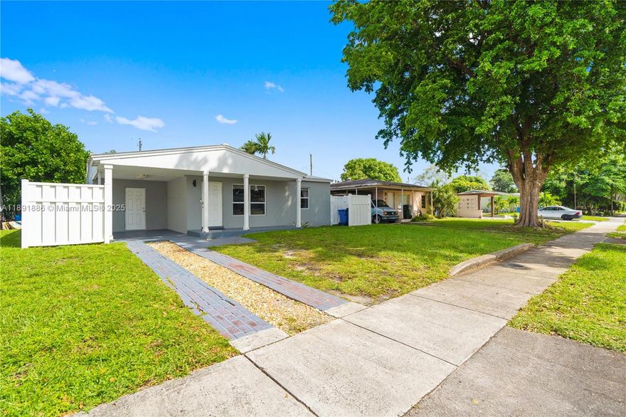 Clean and spacious Single family home located in Oakland Park 2Bed/1 Bath.  Metal roof 2020 Impact Hurricane windows/Doors, updated open floor plan. Tile floors. Kitchen with Granite counters, new Stainless steel Appliances, new  Central A/C, Laundry room with full size Washer & Dryer. Huge PVC fenced Backyard perfect for entertaining with friends and family. Centrally located near major highways close to Shopping centers, Restaurants, schools. Just 10 min from the Beach.