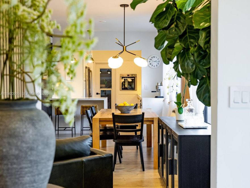 Tucked away behind a stately privacy hedge is Biscayne Park’s best kept secret— a just-renovated midcentury pool home retreat, dripping in high-end, luxe modern design. Welcome to Silver Palms! Enjoy fantastic resort-style living, complete with: open-flow living and dining; bright new eat-in quartzite waterfall kitchen with coffee station and high-end appliances; wide plank light oak wood floors; two double en-suite primary bedrooms; new modern designer baths; custom wood-slat paneling details; updated electrical, lighting, water heater, impact windows-doors; and premier tropical rear gardens with 30’x15' chilled-heated lap pool, Trex and porcelain decks, premium turf grass, and a beautiful screened-in porch. All with a spacious conversion-ready two-car garage and plenty of guest parking.