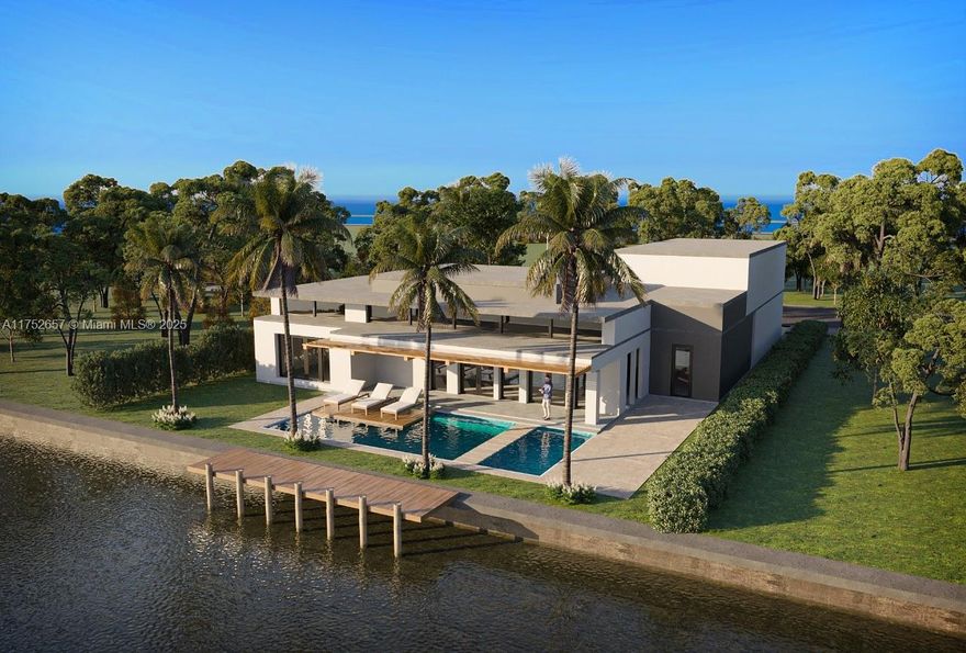 Don't wait to build new, opportunity to renovate great house into your dream home with 90ft on the water. Enjoy the best of Miami's waterfront living in double-gated neighborhood located in the highly sought-after Belle Meade Island, this home offers prime water frontage, along with newly constructed seawall, dock & lift. Step inside & experience blend of modern design & waterfront charm. The open-concept design seamlessly connects the living spaces. Expansive dining area is enhanced by French doors that open to rare 50x22 pool.