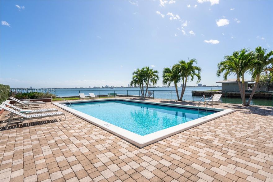 Welcome to this fantastic, bright & airy 1bed/1.5 bath waterfront residence w/ phenomenal, unobstructed & direct bay views from every room.. a boaters paradise!!!  Enjoy quiet moments and serene breezes from the oversized balcony w/ SE exposure. Unit comes w/ (1) assigned conveniently located parking spot and an additional storage closet. This 5-story Building has 40 year Certification Complete & many building upgrades such as a New Seawall, New Roof, Laundry facility on each floor, front door security, & Swimming Pool directly on Biscayne Bay. This spectacular unit is  spacious, w/ ample closet space, open balcony & ready to move in. Amazing opportunity to Own a fabulous South Florida Bayfront condo for under $300k. Easy to show.