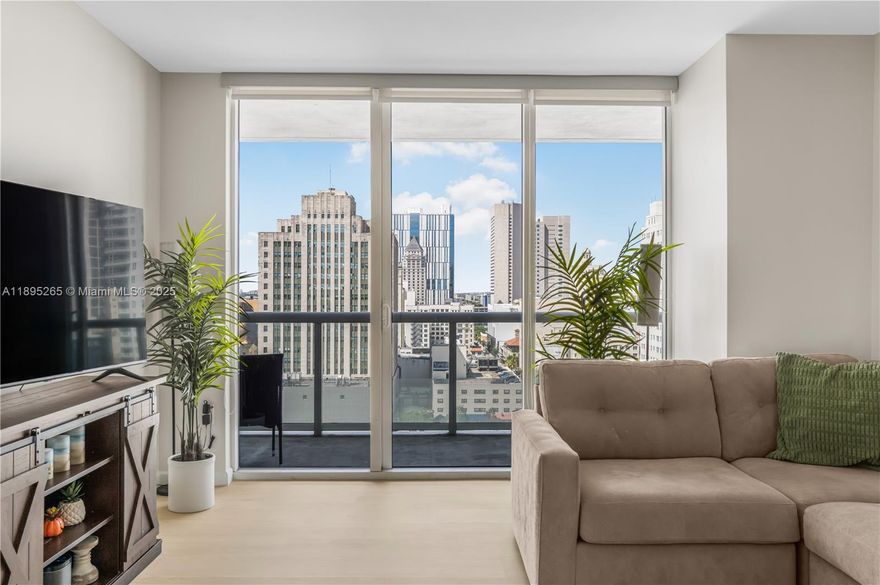 Welcome to 50 Biscayne, one of Downtown Miami’s most iconic condominiums. This elegant 1 bedroom + den, 1 bathroom residence showcases floor-to-ceiling windows, a spacious balcony with panoramic city and pool views, and a modern Italian kitchen with black granite countertops. Enjoy a lifestyle of luxury with access to a full-service spa, infinity pool, cabanas, state-of-the-art fitness center, BBQ area, 24-hour concierge, and valet service. Perfectly located across from Bayfront Park, steps from Bayside Marketplace, Kaseya Center, and close to Brickell, Wynwood, and Miami Beach, 50 Biscayne offers the best of urban living in the heart of Miami.