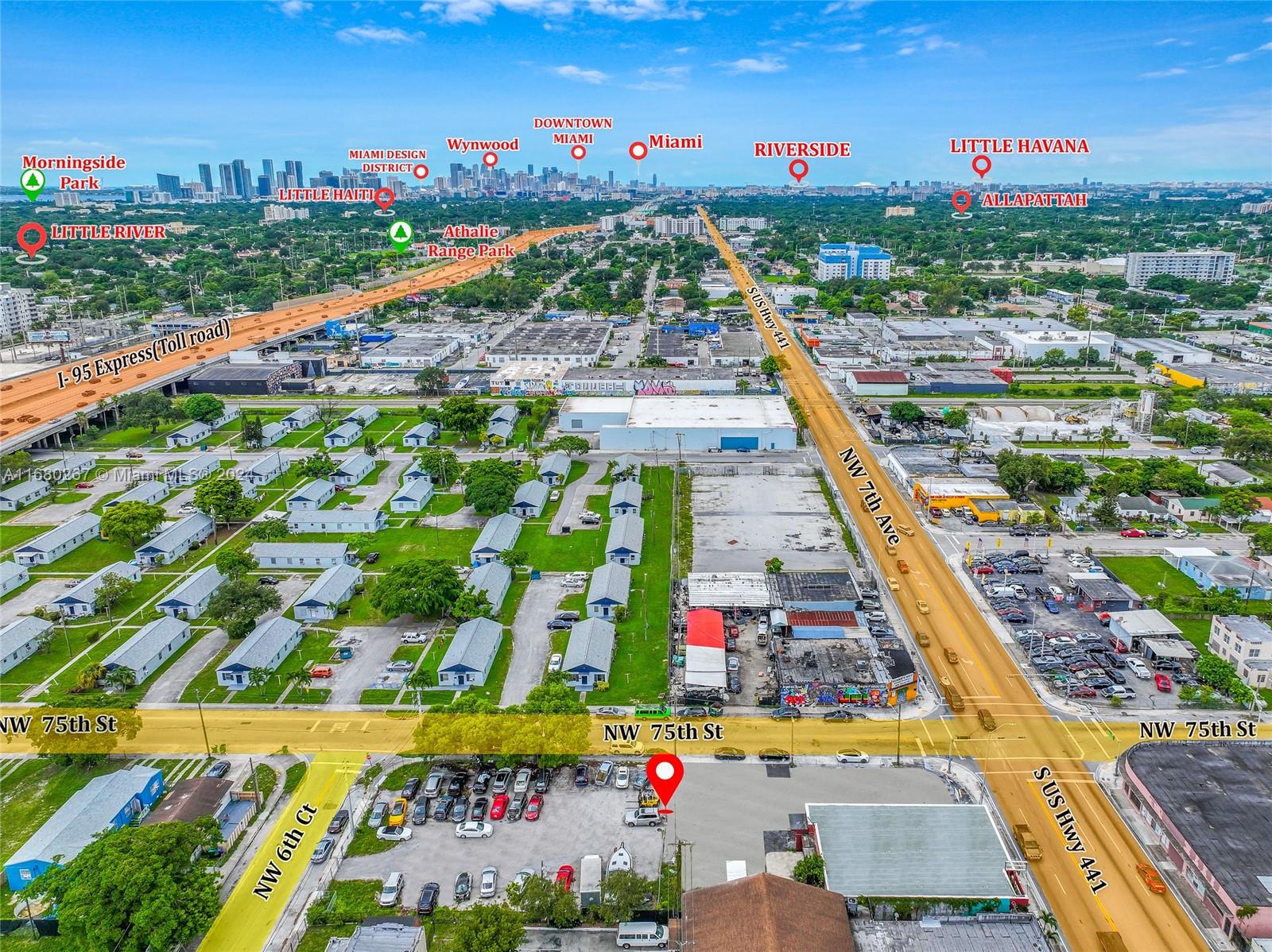 Discover an exceptional opportunity at 7501 NW 7th Ave, a prime 27,600 square foot industrial zoned (D-1) corner-to-corner parcel in Miami. Strategically positioned along NW 7th Ave, a pivotal north-south artery in Miami-Dade County boasting a daily traffic flow of over 25,000 vehicles, this site enjoys unparalleled visibility. Situated just one block west of I-95, accessibility and convenience define its location. The D-1 zoning designation offers diverse development possibilities, making it ideal for various commercial and industrial uses. Moreover, the site presents a unique prospect for developers keen on constructing a mixed-use development in alignment with the "Live Local" ethos, blending residential and commercial spaces to create a vibrant community hub.