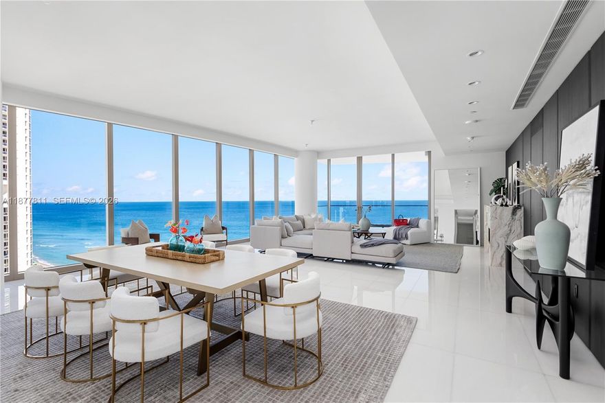 Unparalleled luxury is found in this elegant high-rise residence at Acqualina Estates in Sunny Isles Beach, FL. Four-bedroom + Housekeeper quarters, 5-bathroom condo embodies perfection in oceanfront living. A Molteni-designed kitchen complete with a long island and high-end appliances such as a dishwasher and gas range. The spacious living areas are complemented by floor-to-ceiling windows, allowing natural light to illuminate the stunning interiors. This home offers breathtaking flow-through views and more amenities than you have time for in one day...Enjoy activities like swimming laps in the heated pool, staying active in the fully equipped gym, and using the boxing ring, too.  Billiards, Golf, and Ice Rink and more. Avra and Il Mulino Complete it all.