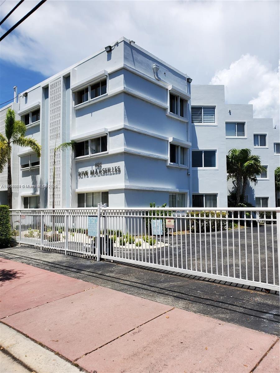 Located in the Villages of Normandy Isle along the Normandy Waterway, the beautiful Rive Marseilles condo building reflects a distinctive architectural style of the MiMo/Miami Modern period. This well-maintained bldg. is situated w/in a fenced property w/electric-gated parking lot & separate gated pedestrian entrance; unit #209 comes w/an assigned parking space for Tenant. Not shown in photos: Bathroom updates; Window solar-shades; Bedroom Closet shelving build-out. Large windows allow for natural light to fill the east-facing living/dining/kitchen areas. Enjoy sitting poolside along the waterway, visiting the nearby beach / local restaurants / Normandy Shores Golf Course / Normandy Isle Park & Pool center (outdoor recreational equipment e.g. basketball courts). Laundry room on premises.