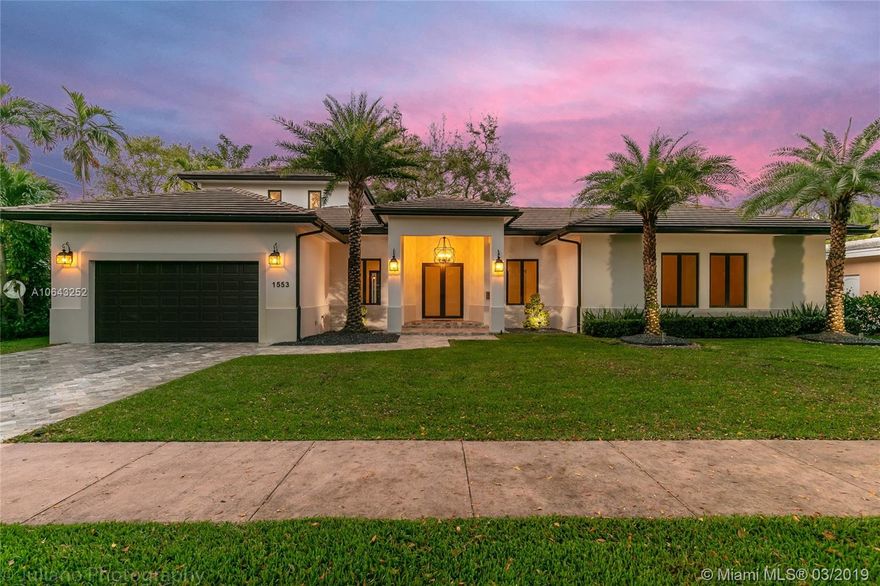 Must see gem in beautiful Coral Gables, this stunning recently built home near the Biltmore has 5 bedrooms and 5 baths with kitchen opening up to family room and wine cellar. Kitchen features all Thermador appliances with cook-top on granite island that accommodate family seating with 11-foot ceiling in common areas and impact windows & doors throughout. Entertainer's dream with its own recreation room on second floor with balcony and full bath. Master suite includes a beautiful tub, shower, and large walk-in closet. Brand new pool with large embedded sun deck and great terrace for entertaining and family gatherings. Wired for smart house capabilities, 2-car garage and outdoor storage closet. Located off Alhambra circle on beautiful dead-end street.
