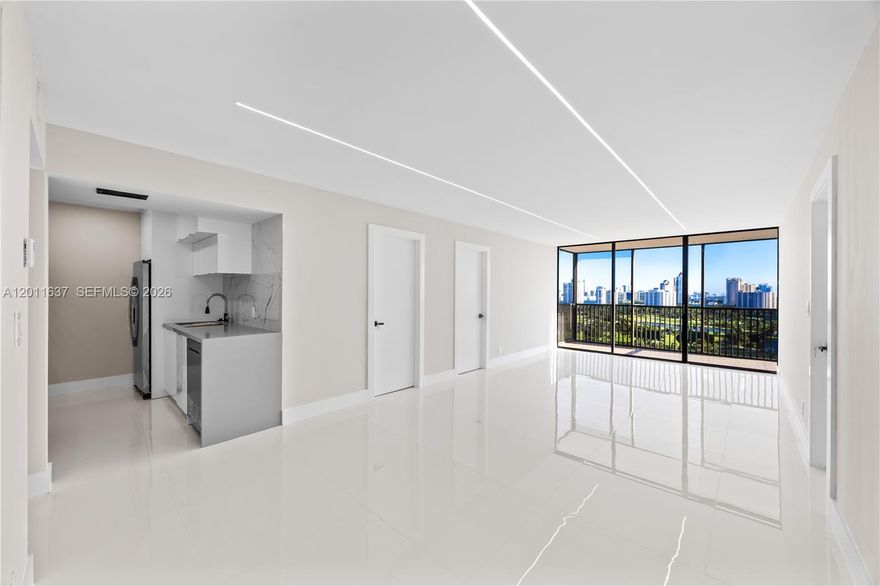 Elevate your lifestyle in this spectacular, fully renovated 19th-floor unit! with a panoramic views of the Turnberry Golf Course, Intracoastal, and ocean from this luxurious 2/2 . The interior has a high-end finishes: sleek grey quartz countertops with a white backsplash, stainless steel appliances, and elegant 32x32 porcelain flooring. A brand new AC and peace of mind with over $10K invested hurricane shutters. Coronado is elevating its standards with modernized elevators, a refreshed lobby, and updated hallways— Building has passed 40-year certification and holds over $2 million in reserves. Full-service amenities including a fitness center, sauna, heated pool, jacuzzi, and 24-hour security. Hot/cold water, internet, and cable are all included. Can be rented after one year of ownership.