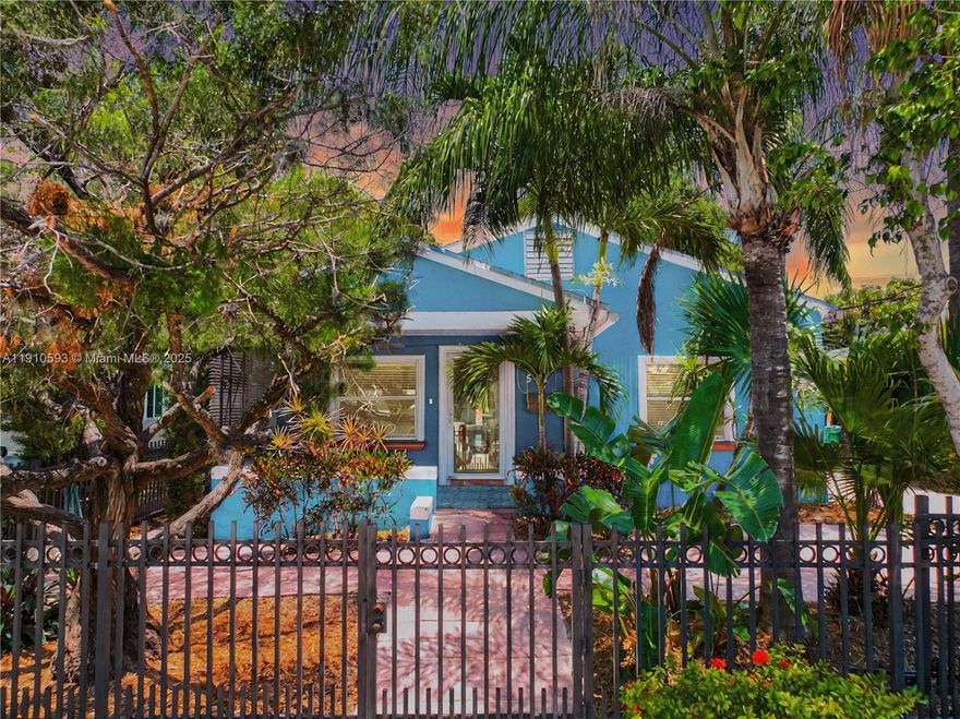 Impeccably upgraded 4-bedroom and 2-bathroom home with solid red oak floors and eco-friendly improvements
throughout. In-laws suite with its entrance. Impact windows, a hurricane-rated roof, and a 7K generator ensure top-tier storm protection. Kitchen features custom solid wood cabinets, stone counters, new stainless steel appliances, and a natural gas stove. Updated plumbing and electrical with 200-amp service, surge protection, and whole-house generator diverter. Private courtyard with hot tub, expansive awning-covered deck, and fully fenced yard with gated driveway and off-street parking for 3. A smart security system. A fully electrified yard, video doorbell, and shed with tools are included. Zoned for duplex conversion. Conveniently located. Enjoy 3D tour! May the force be with you!