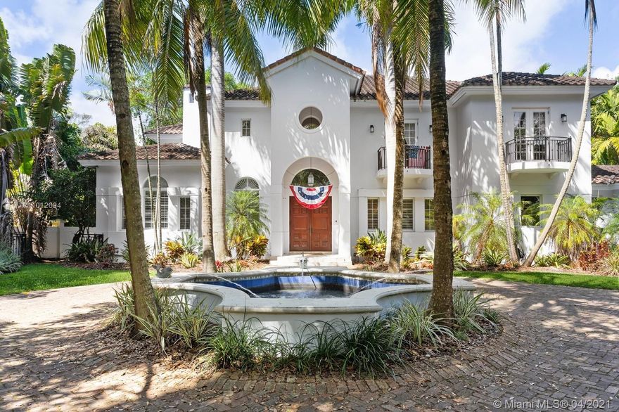 Step into “La Macia”, a Mediterranean Estate in the center of exclusive PONCE DAVIS.
Quaint street/ minimum traffic leads you to a sprawling 8-bedroom home. Each bedroom has en-suite bathroom,  walk-in closet. A 20 foot volume foyer with majestic stairway greets you.  Traditional floor plan follows. The main home has 6 bed/6aths. The attached guest house with a separate entrance with fountain, has an unusually beautiful 2 story wood paneled library with a cat walk. Also 2 very large bedrooms with respective bathrooms. Marble flooring throughout all living areas, wood flooring in bedrooms and parquet flooring in the library. Bright kitchen with Subzero appliances, gas Viking range. Generator, and 2 fountains.