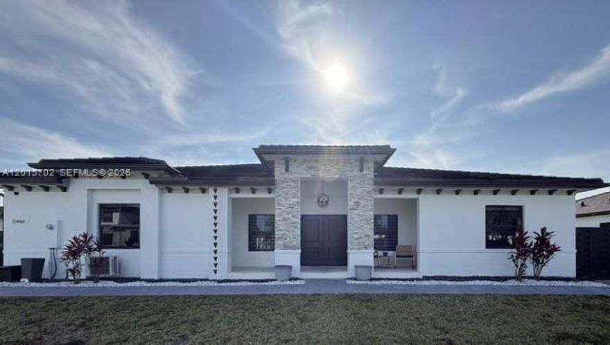 Beautifully maintained Home in the highly sought-after Bonita Grand Estates. Built in 2018.  This is a 4 bedroom plus a Den or can be used as a 5th bedroom, 3 1/2 bathrooms, family room, 2 car garage with epoxy on the floor and AC.  Home  is 2,804 sq ft Home and sits on an oversized 13,022 sq ft lot with space for boat and/or RV, offering the perfect blend of space, comfort and modern design. Inside you'll find a bright open-concept kitchen and family room ideal for entertaining guests . Step outside to your private backyard retreat featuring a Newly built salt pool with jets, bench with message jets  and plenty of room to relax, host, and enjoy. Centrally located close to top-rated schools, shopping and dining. Minutes from Florida Turnpike , US1 and black point Park and Marina.
