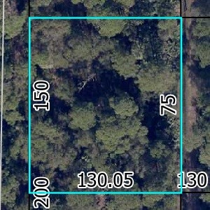 Aerial view of property's location with property p