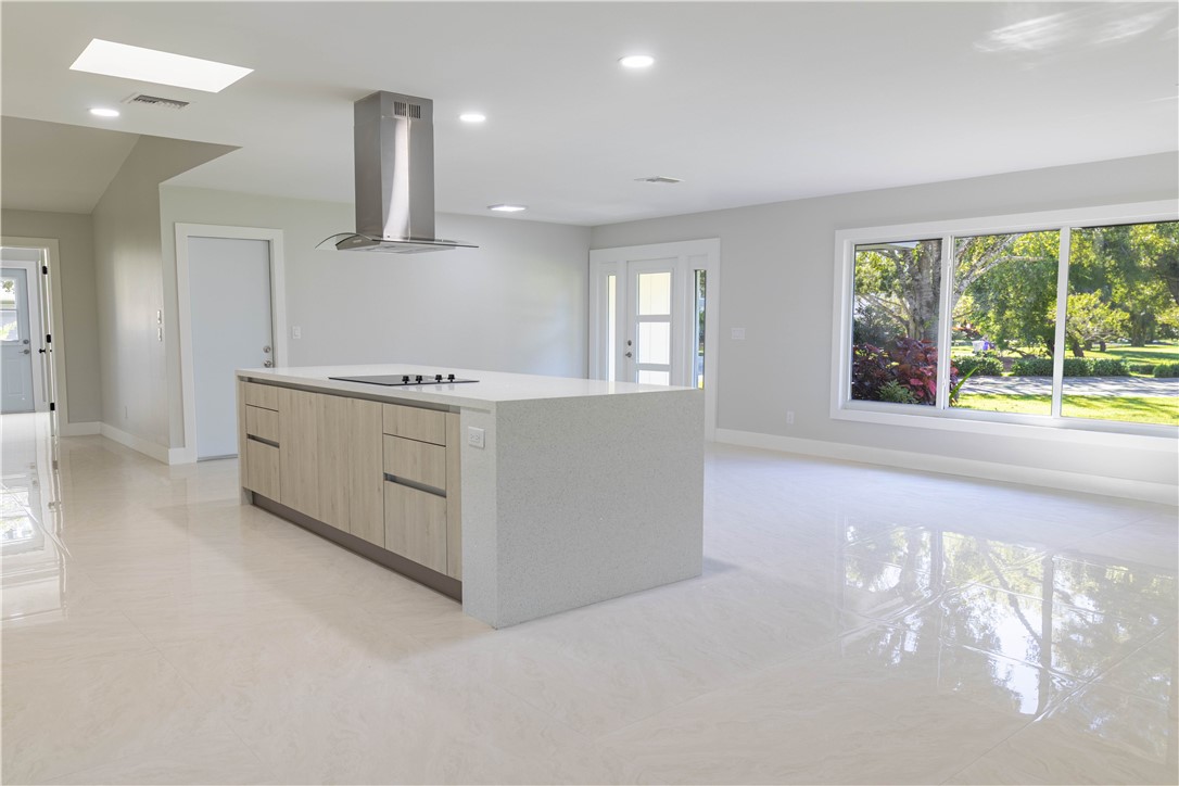 Kitchen with plenty of natural light, recessed lig