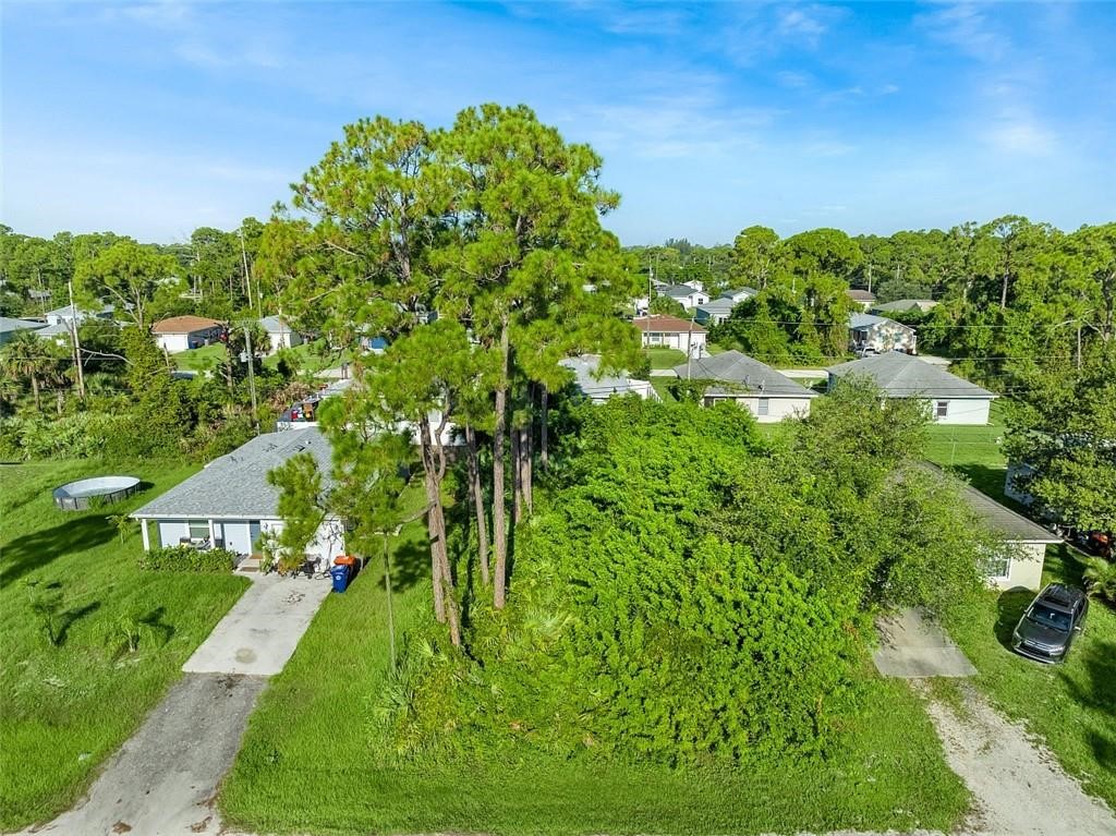 Aerial view of a tree filled landscape