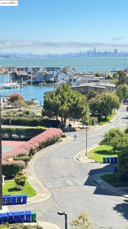 Aerial view of a nearby body of water