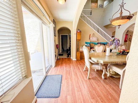 Wood-finish flooring throughout the main level