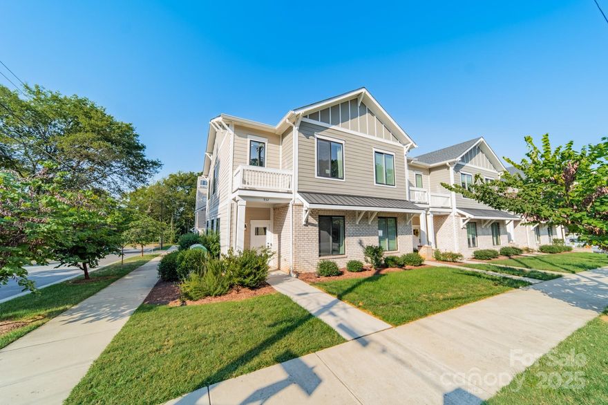 Welcome to 932 Van Every, a modern townhome that offers the comfort and feel of a single-family home in the heart of Belmont. Ideally located within walking distance to Ace No. 3 and Sweet Lew’s BBQ, and just minutes to Plaza Midwood, Villa Heights, and NoDa, this home delivers both style and convenience. Inside, you’ll find 3 bedrooms, 2.5 baths, a gourmet kitchen, hardwood floors, and a two-car garage. Thoughtful upgrades include a custom metal stair railing with matching gate, pot filler, matching backsplash and island tile, Cat6 wiring with structured panel, TV outlets with conduits in the living room and primary suite, and outdoor speaker pre-wire with installed speakers. The fenced courtyard with low-maintenance artificial turf is perfect for relaxing or entertaining, and the full monitored security system with indoor and outdoor cameras offers peace of mind. With its prime location, modern finishes, and turn-key features, this home truly checks all the boxes.