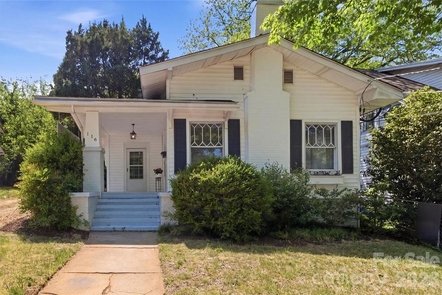 Welcome to 116 S Patterson Street, a charming home ideally located within walking distance to Mitchell Community College and near the heart of downtown Statesville. This delightful property combines character, convenience, and opportunity - perfect for a primary residence or for an investment property.

Step inside from the large covered porch into a spacious living room filled with natural light. Original hardwood floors extend throughout the living and dining areas, as well as two generously sized bedrooms, enhancing the home's classic feel. A full bathroom is conveniently located near the bedrooms, while the well-appointed kitchen features newer appliances and an abundance of shaker-style cabinetry. 

Additional highlights—including crown molding, bead board accents, crystal door knobs, and a vintage barn door—enhance the home’s distinctive charm and character. 

Please note that the seller has never used the fireplace. A new roof was put on in 2023. 

The shed on the right in the backyard belongs with this home and conveys AS-IS.