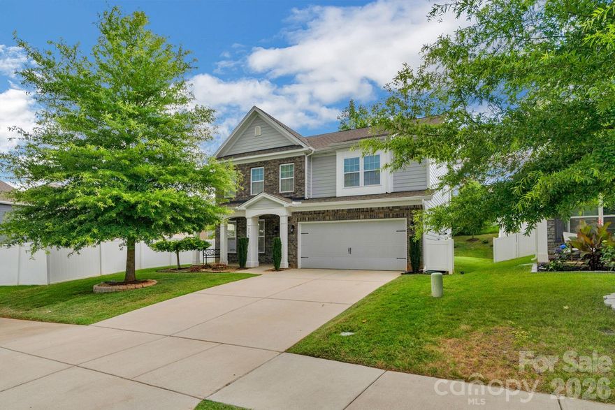 *** Motivated Seller*** *** 4th Price Improvement***  Gorgeous 4 Bed, 3 Full Bath Home in sought-after Cypress Point.  The property has been meticulously maintained and shows like a model home.  Open Modern floorplan with a formal dining room with an amazing coffered ceiling.  Eat in kitchen with Butler's Pantry.  Granite with Stainless and white shaker cabinets.  All flow to the family room with a gas log fireplace.  Bedroom on the main floor with a full bath downstairs. Great Landing spot coming in from the garage for shoes, bags, etc.  Upstairs has 3 bedrooms, including the primary bedroom.  En-suite bath in the primary has a garden tub, glassed, tiled shower, and a walk-in Closet.  Bonus area at the top of the stairs makes a great office/ family/ TV viewing/ gaming spot. The yard is meticulously maintained with a tree buffer in the back yard for added privacy.  Wonderful patio with firepit. Great for BBQs and family get-togethers. The neighborhood has a pool, playground, fitness center, gym, pickleball court, game court, sidewalks, and street lights. Highly sought-after Clover Schools.