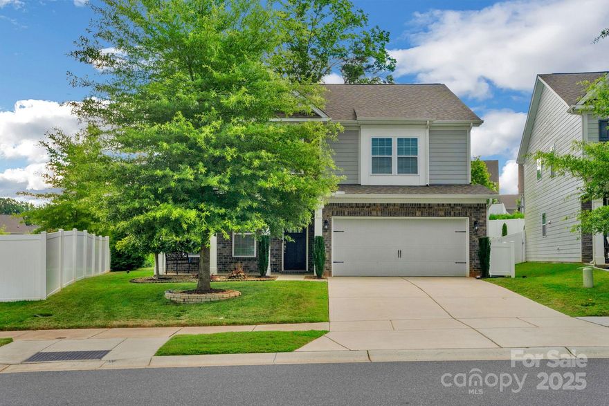 *** 2nd Price Improvement***  Gorgeous 4 Bed, 3 Full Bath Home in sought-after Cypress Point.  The property has been meticulously maintained and shows like a model home.  Open Modern floorplan with a formal dining room with an amazing coffered ceiling.  Eat in kitchen with Butler's Pantry.  Granite with Stainless and white shaker cabinets.  All flow to the family room with a gas log fireplace.  Bedroom on the main floor with a full bath downstairs. Great Landing spot coming in from the garage for shoes, bags, etc.  Upstairs has 3 bedrooms, including the primary bedroom.  En-suite bath in the primary has a garden tub, glassed, tiled shower, and a walk-in Closet.  Bonus area at the top of the stairs makes a great office/ family/ TV viewing/ gaming spot. The yard is meticulously maintained with a tree buffer in the back yard for added privacy.  Wonderful patio with firepit. Great for BBQs and family get-togethers. The neighborhood has a pool, playground, fitness center, gym, pickleball court, game court, sidewalks, and street lights. Highly sought-after Clover Schools.