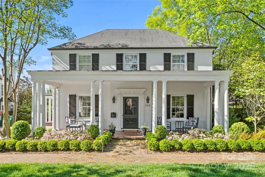 Charming traditional brick home in the coveted Eastover neighborhood offers over 4,800 sq/ft of updated living space! Beautifully renovated throughout, this home exudes character and charm and features beautiful hardwood floors, intricate moldings, and elegant formal living and dining rooms. Stunning chef’s kitchen with Thermador appliances and quartzite countertops opens to the spacious family room with shiplap paneling and gas fireplace. Sunny breakfast area overlooks the rear patio and yard with meticulous landscaping. Primary suite (renovated in 2018) features gas log fireplace, two walk-in closets, and luxurious marble bath. 3 add’l en-suite bedrooms (all baths renovated in 2018). Covered rocking-chair front porch plus fully-fenced backyard with brick privacy wall and built-in grilling station with 2 Green Eggs. Generator and all new windows (installed 2022). Unparalleled location close to neighborhood parks, shops, and dining, & just minutes to Uptown or SouthPark- do not miss!